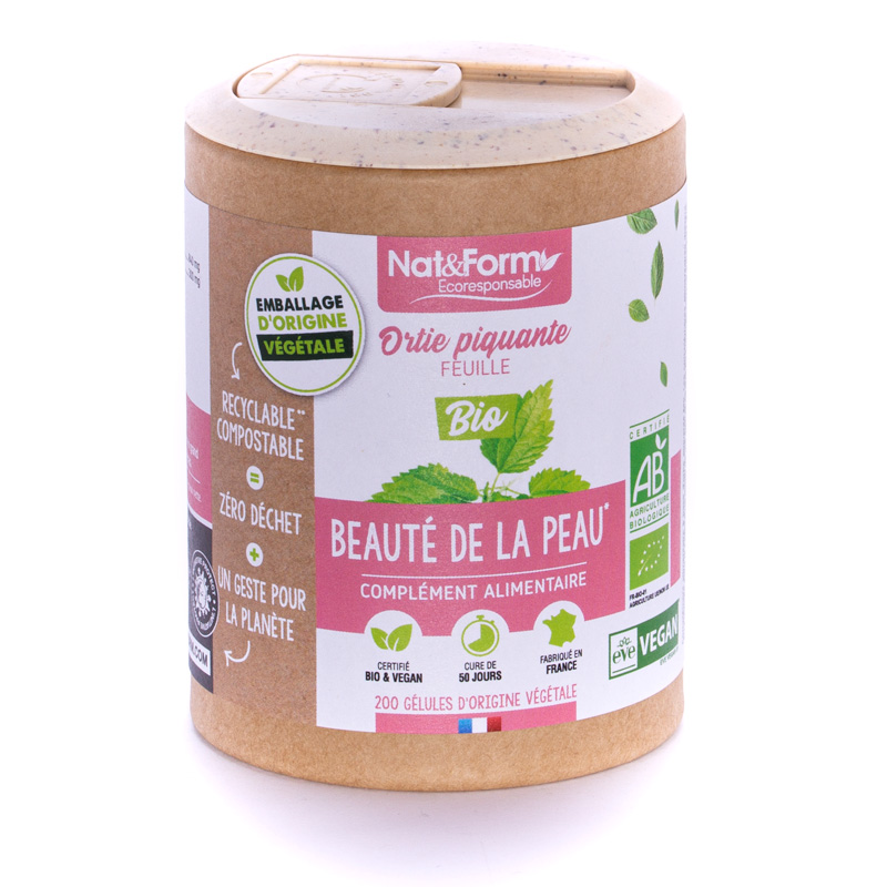 Ortie piquante feuille Bio Ecoresponsable Nat&Form - boite de 200 gélules