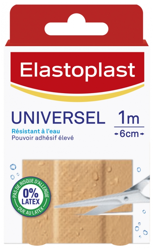 Pansement Universel résistant à l'eau Elastoplast - boîte de 10 pansements 1m x 6cm