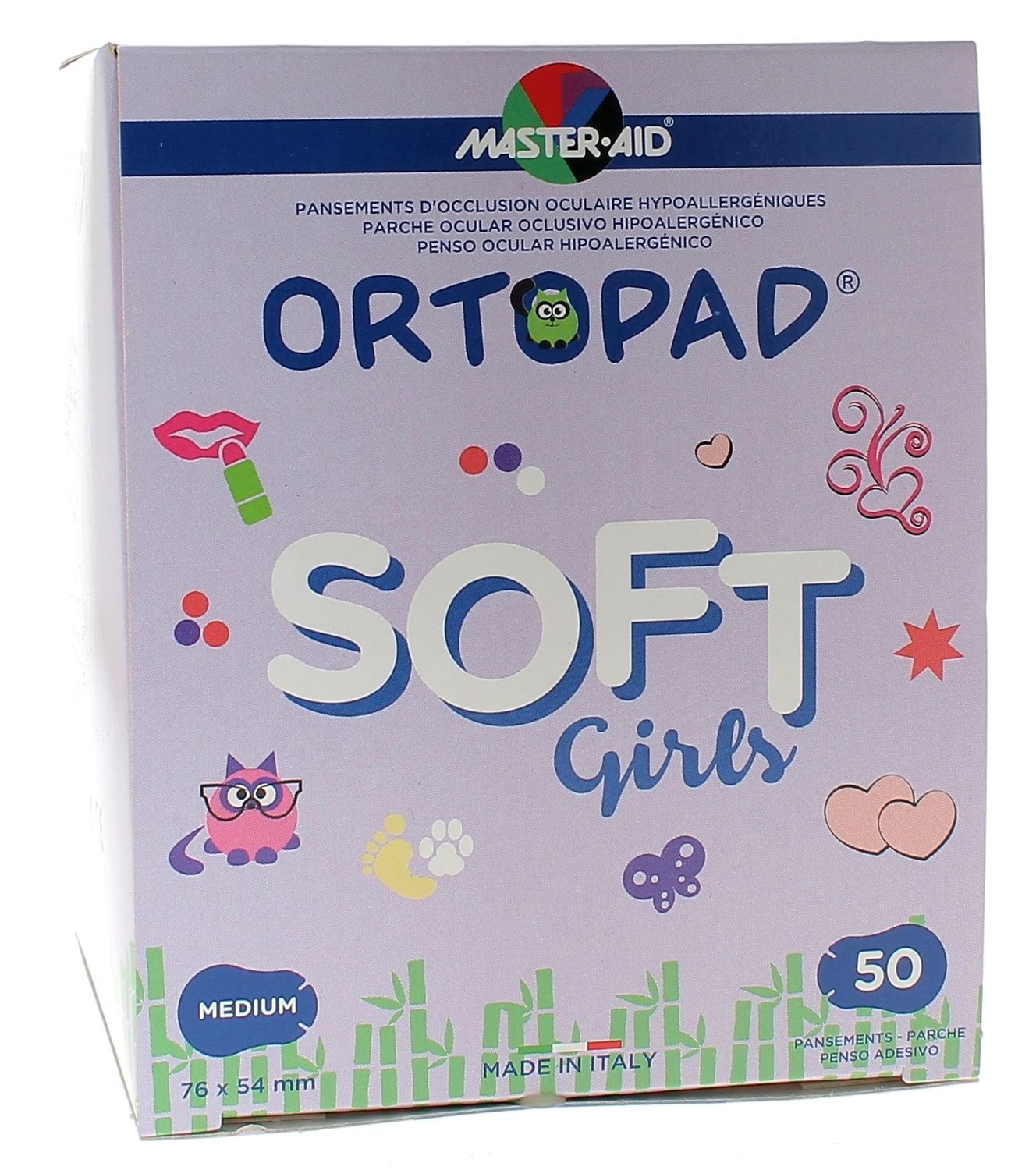 Pansement ophtalmique Soft Girls Ortopad - boîte de 50 pansements