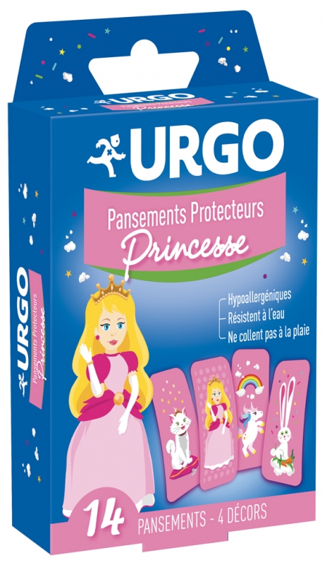 Pansements protecteurs enfant princesse Urgo - boîte de 14 pansements 2,5 x 5,7 cm