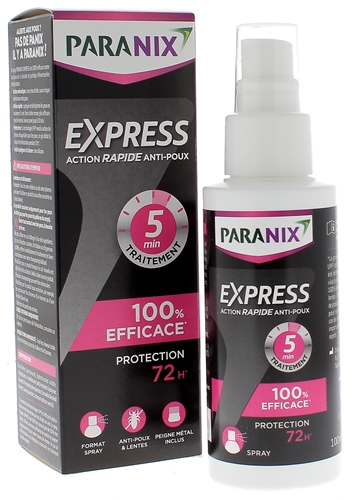 Lotion rapide anti-poux Express 5 min Paranix - spray de 100 ml + peigne