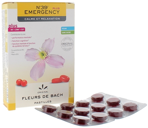 Pastilles Fleurs de Bach n°39 Emergency Plus calme et relaxation Lemon Pharma - boîte de 48g