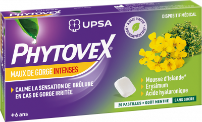 Phytovex Pastilles sans sucre Maux de gorge intenses UPSA - boîte de 20 pastilles