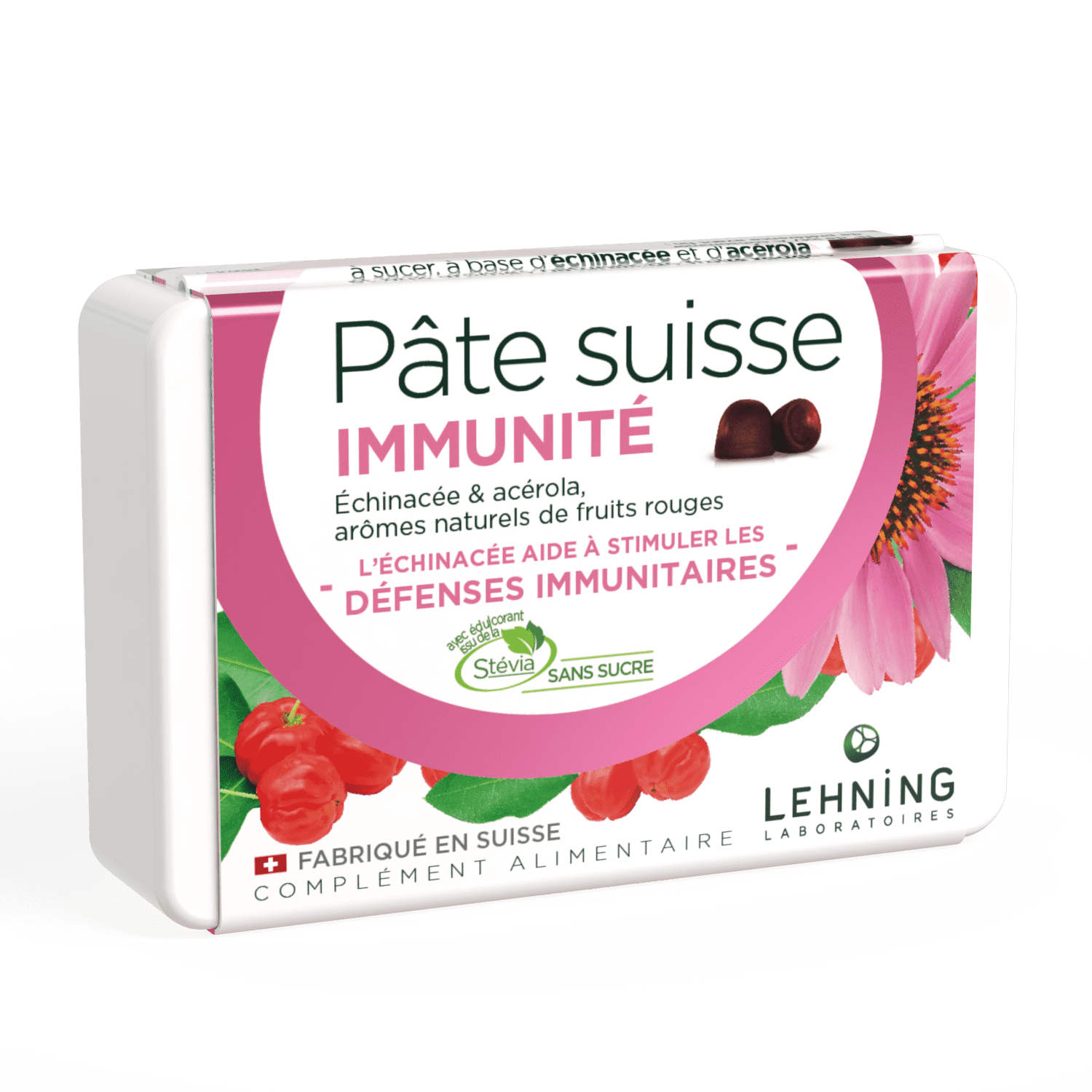 Pâte suisse Echinacea & acerola Lehning - boîte de 40 pastilles