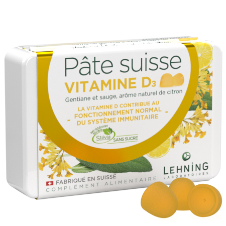 Pâte suisse Vitamine D3 Lehning - boîte de 40 gommes