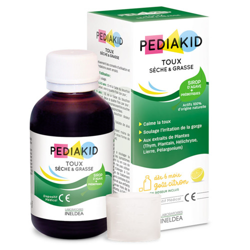 Pediakid toux sèche et grasse goût citron calme la toux