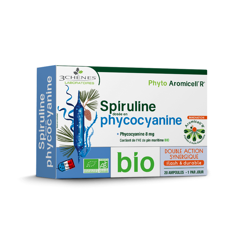 Phyto Aromicell'R bio Spiruline Les 3 Chênes - boîte de 20 ampoules de 10ml