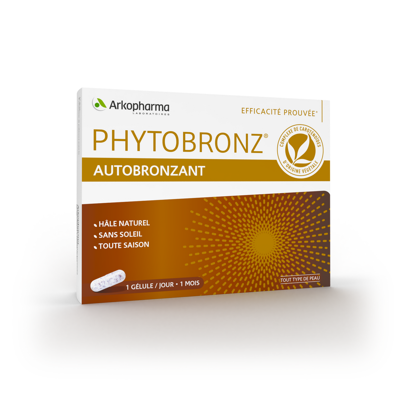 Phytobronz Autobronzant Arkopharma - boîte de 30 gélules