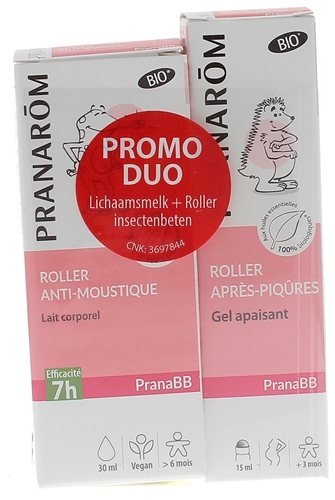Pranabb Roller anti-moustiques bio + Roller après-piqûres bio Pranarôm - lot de 2 rollers