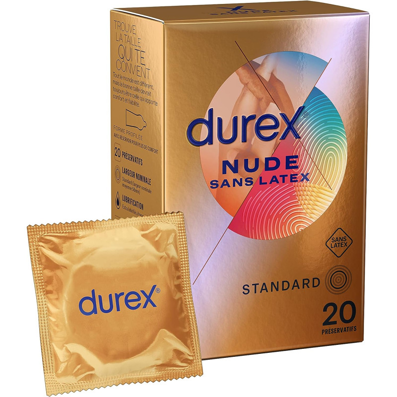 Préservatifs Nude sans latex Durex - boîte de 20 préservatifs