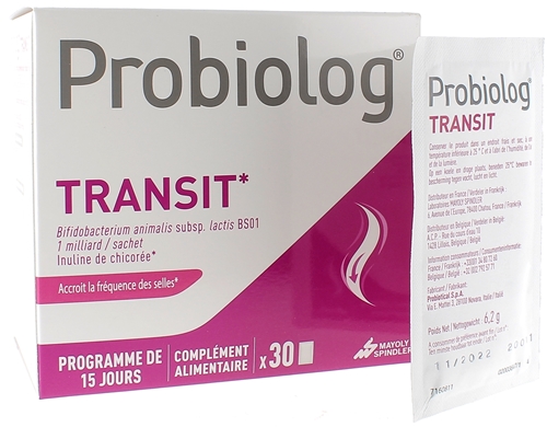 Probiolog fibre transit arôme framboise - boite de 30 sachets