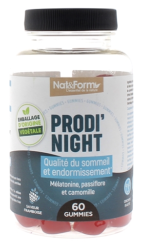 Prodi'night gummies qualité du sommeil et endormissement Nat&Form - pot de 60 gommes