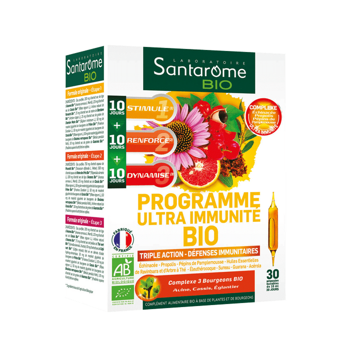 Programme ultra-immunité bio Santarome - boîte de 30 ampoules