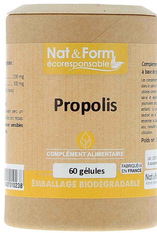 Propolis Ecoresponsable Nat&Form - Boite de 60 gélules