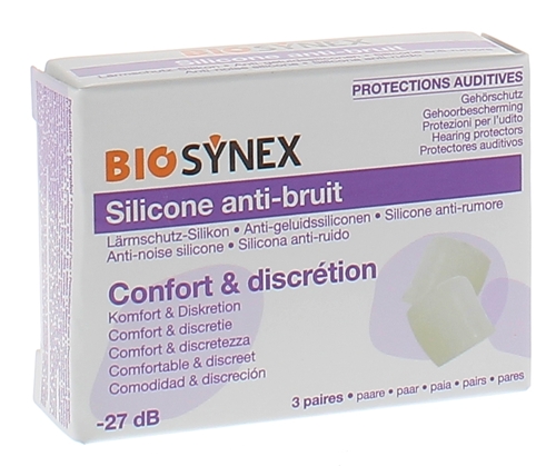 Protection auditive silicone transparent Biosynex - boîte de 3 paires