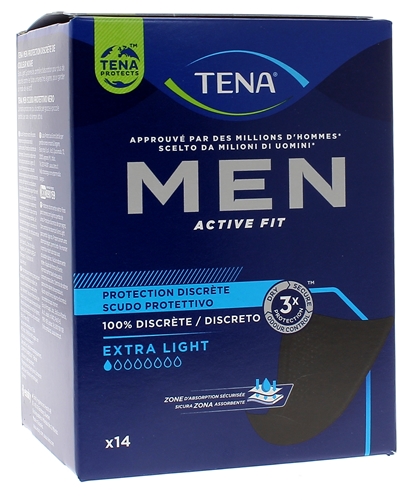 Protection discrète pertes très légères Extra-light Tena Men - boîte de 14 protections