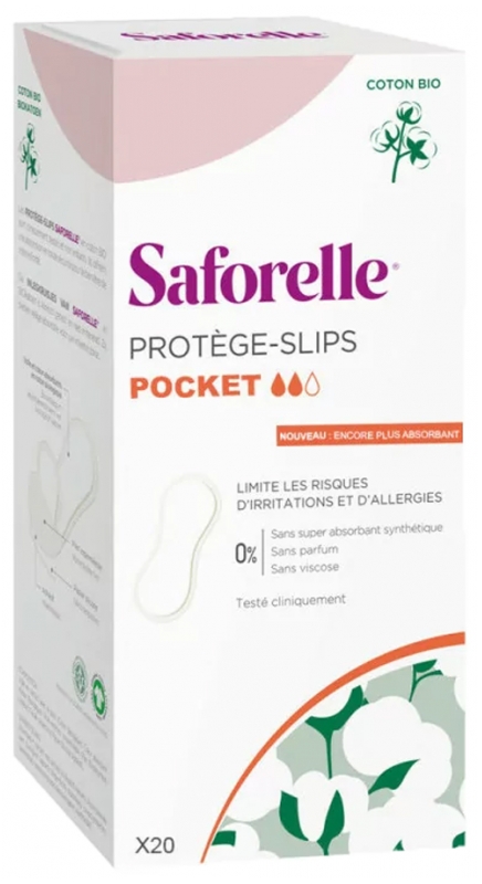 Protège-slips pocket en coton bio Saforelle - sachet de 20 protège-slips