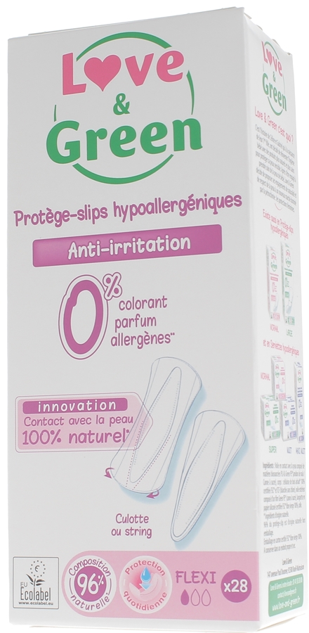 Protèges-slips anti-irritation Love & Green - 28 protège-slips