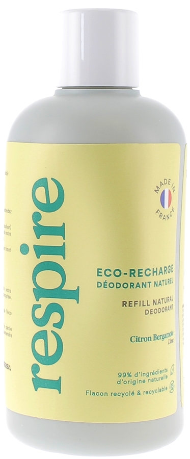 Eco-recharge déodorant naturel citron bergamote Respire - flacon de 150 ml