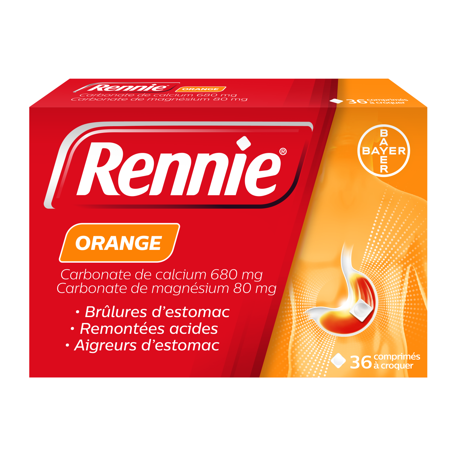 Rennie orange - 36 comprimés à croquer