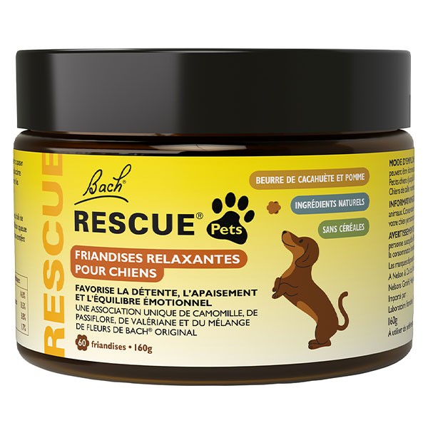 Rescue Pets Friandises relaxantes pour chiens Fleurs de Bach - boite de 60 friandises