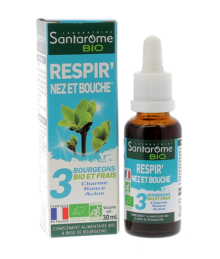Respir'Nez et Bouche Bio Santarome - flacon de 30 ml