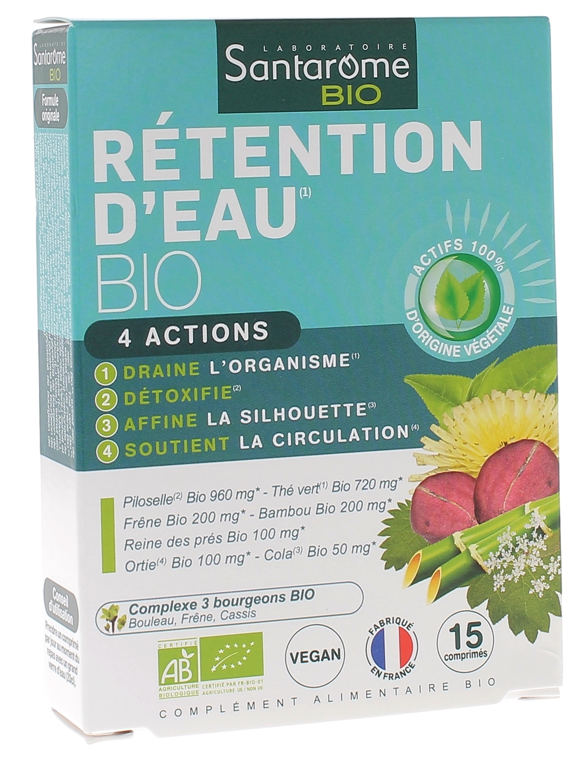 Rétention d'eau bio Santarome - boîte de 15 comprimés