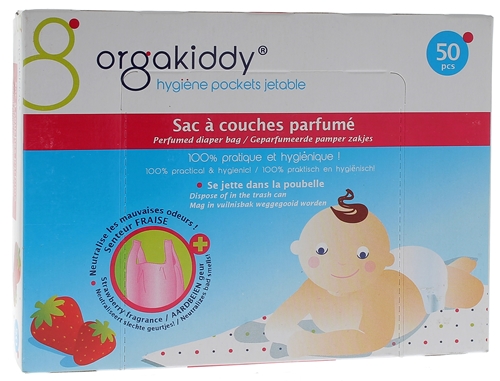 Sac à couche parfumé à la fraise Orgakiddy - Boite de 50 sacs