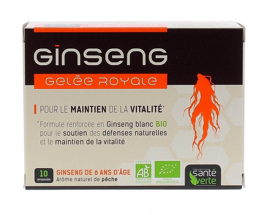 Ginseng gelée royale reconstituant & fortifiant Santé verte, 10 ampoules