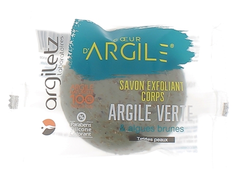 Savon Exfoliant corps argile verte Argiletz - pain de 100 g