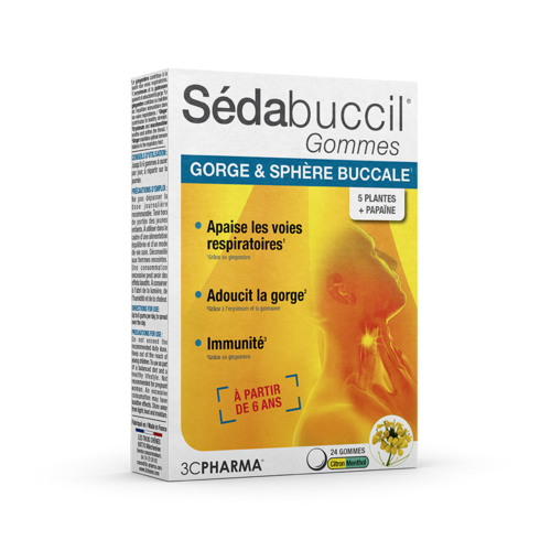 Sédabuccil Gommes gorge & sphère buccale 3C Pharma - boîte de 24 gommes