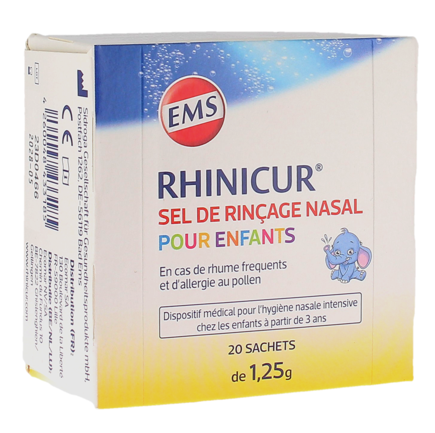 Sel de rinçage nasal pour enfants Rhinicur - lavage de nez enfants