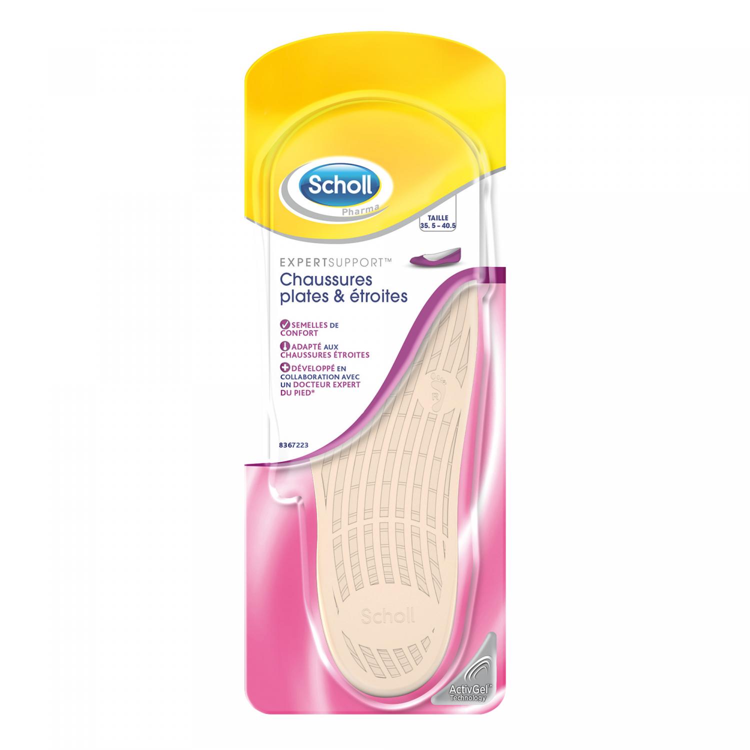 ExpertSupport Semelles de confort chaussures plates et étroites taille 35,5- 40,5 Scholl - 1 paire de semelles