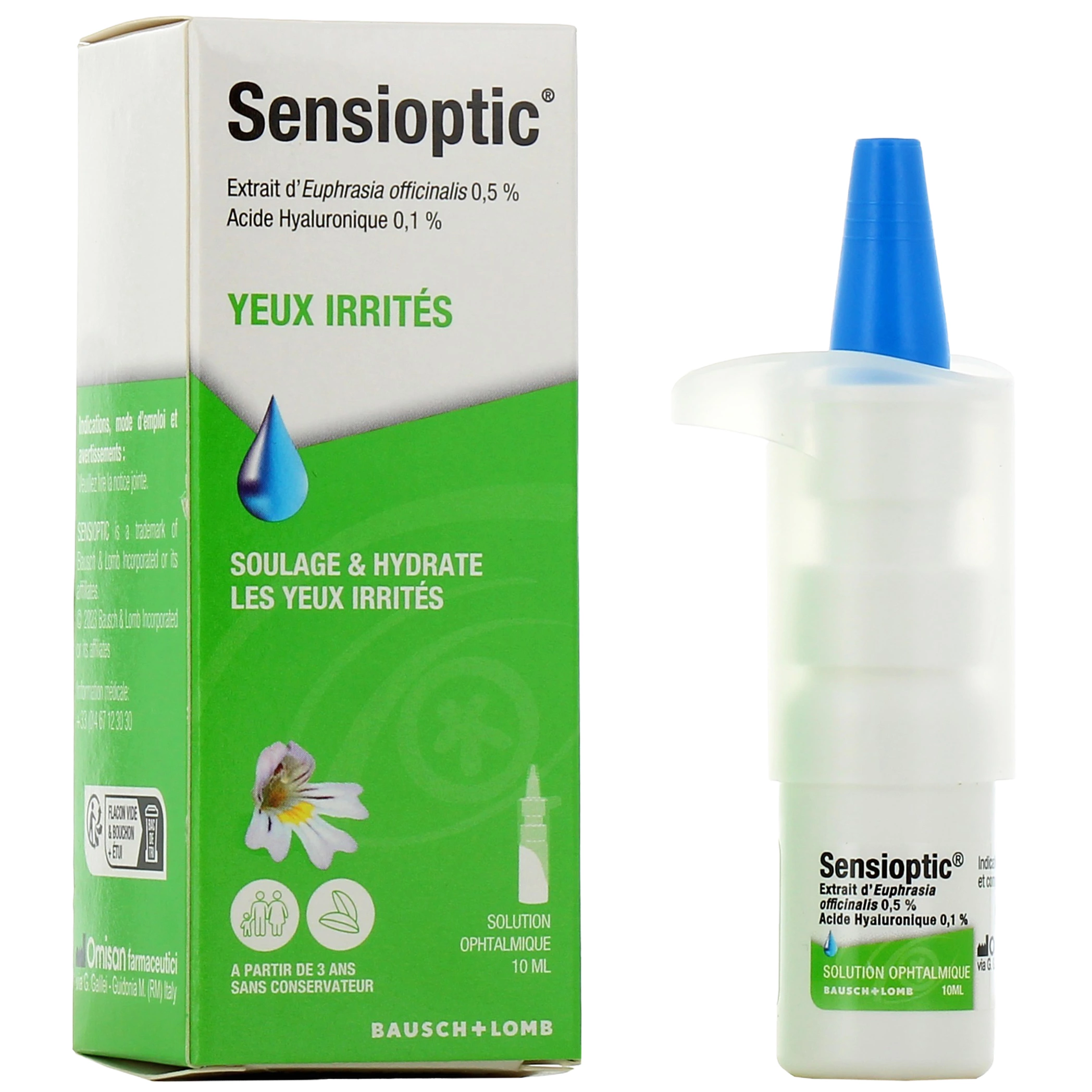 Sensioptic Solution ophtalmique yeux irrités Bausch Lomb - flacon de 10 ml