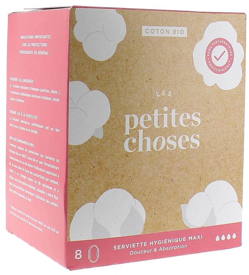 Serviette hygiénique Maxi Les Petites Choses - Boite de 8 serviettes