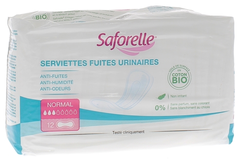 Serviettes fuites urinaires Normal Saforelle - sachet de 10 serviettes