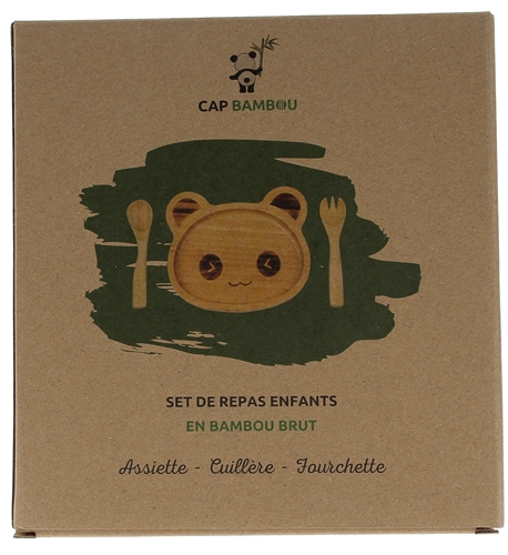 Set repas pour enfant en bambou Cap Bambou - boîte contenant 3 produits