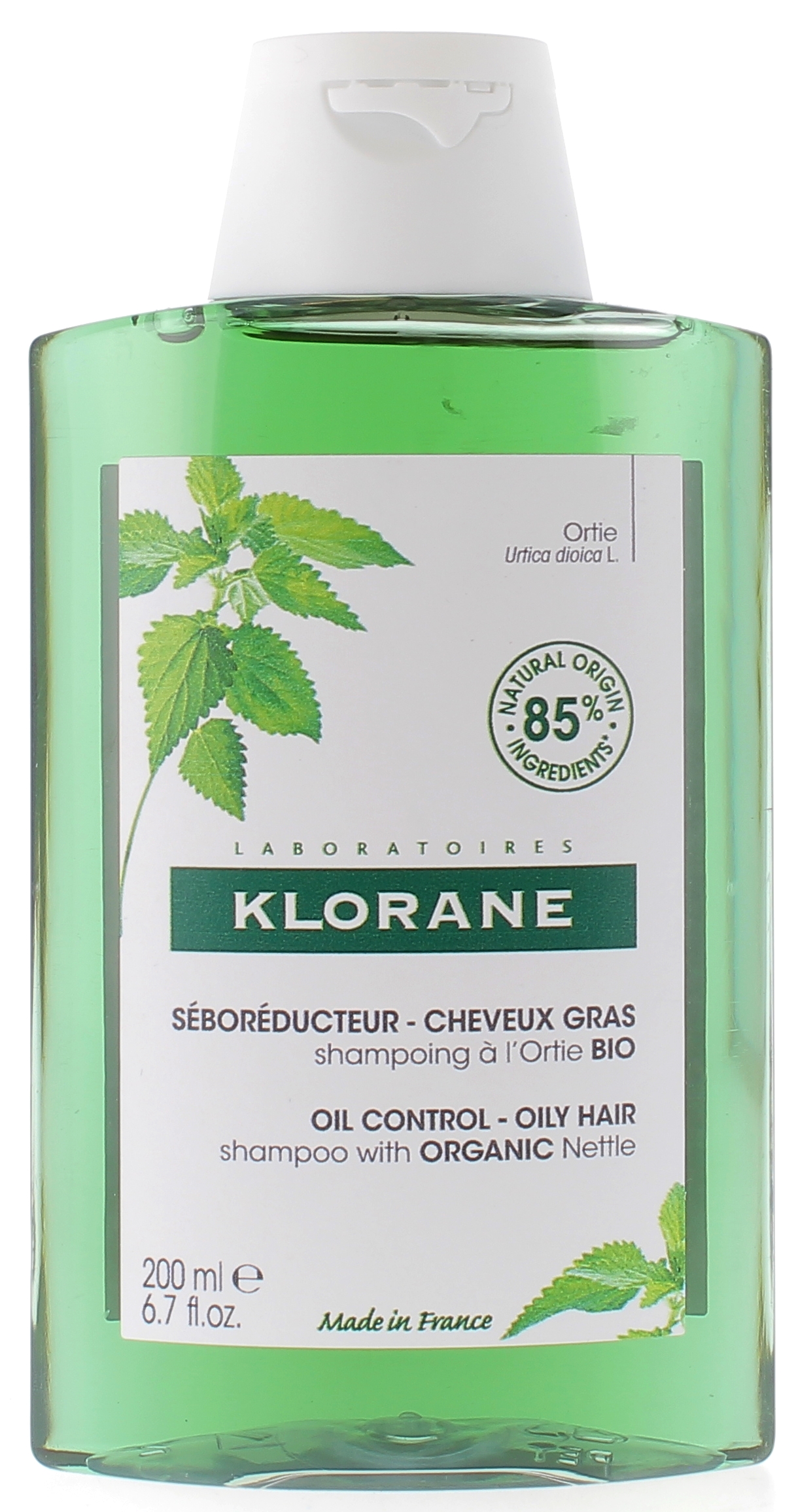 Shampoing séborégulateur cheveux gras à l'Ortie bio Klorane - flacon de 200 ml
