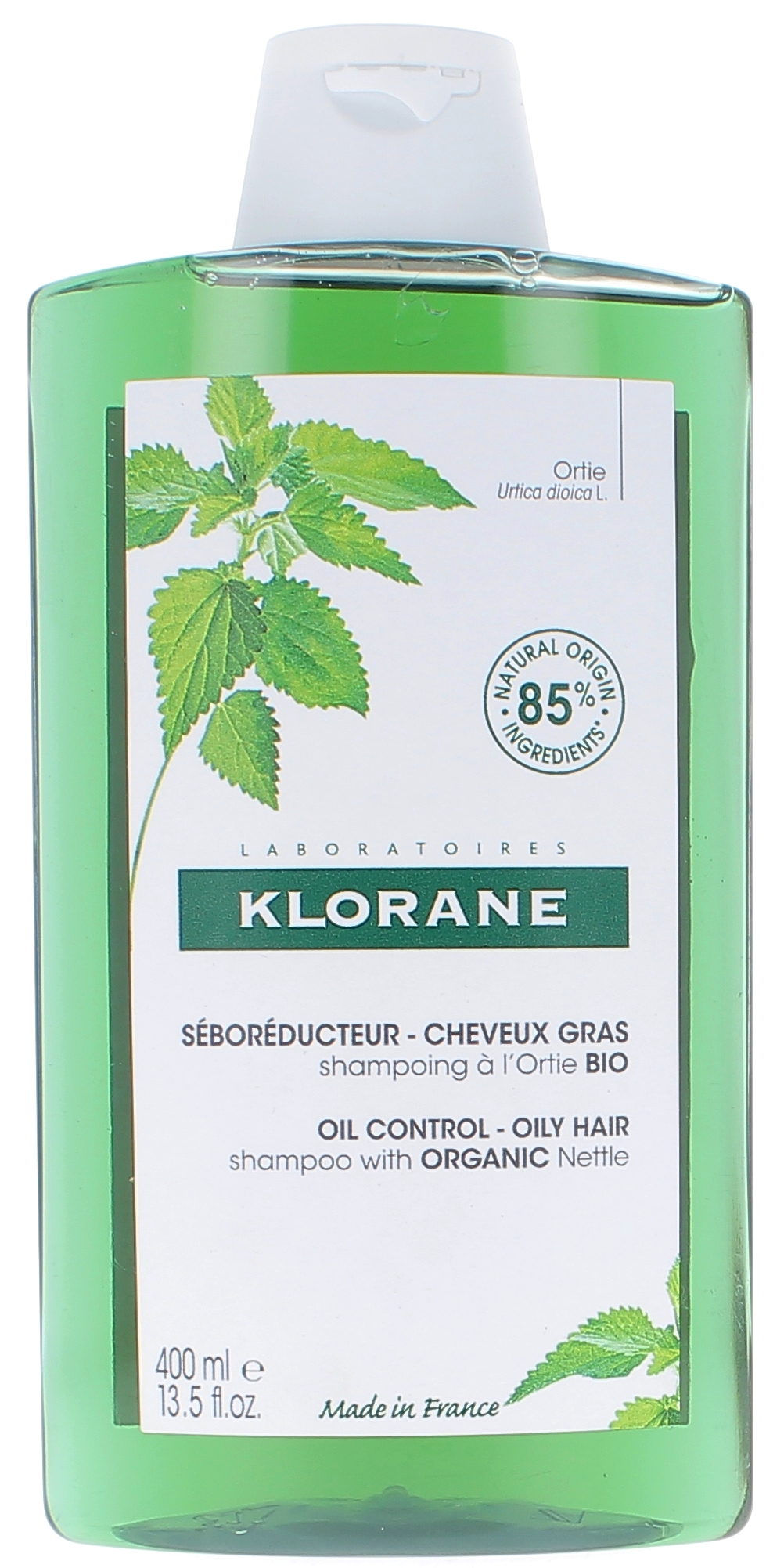 Shampoing séborégulateur cheveux gras à l'Ortie bio Klorane - flacon de 400 ml