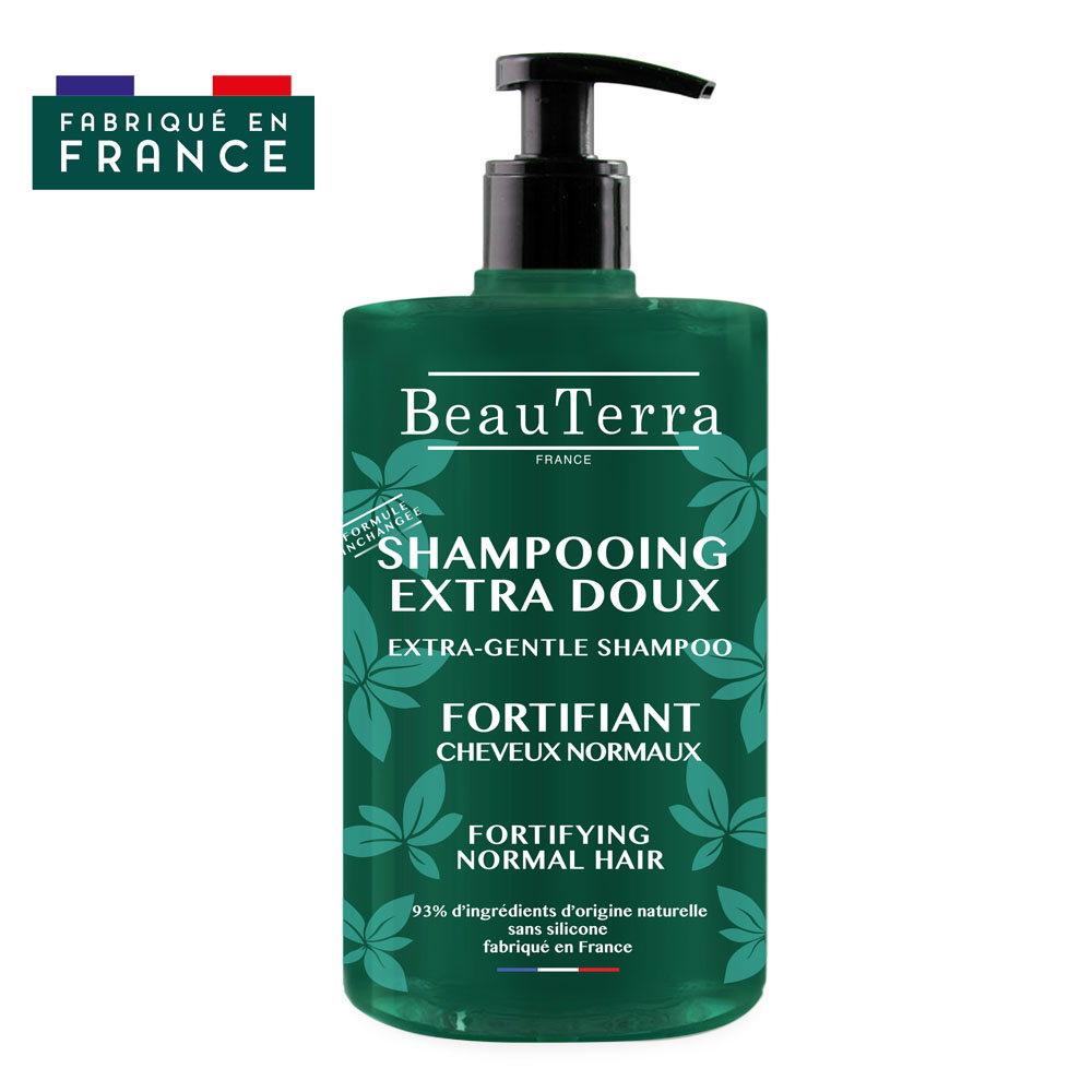 Shampooing Extra Doux Fortifiant BeauTerra - flacon à pompe de 750 ml