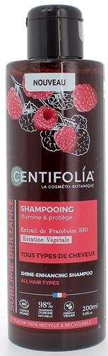 Shampooing crème brillance framboise et kératine végétale Centifolia - flacon de 200ml