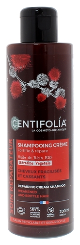Shampooing crème réparateur huile de ricin et kératine végétale Centifolia - flacon de 200ml
