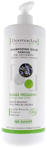 Shampooing doux familial usage fréquent Dermaclay - flacon de 1 litre