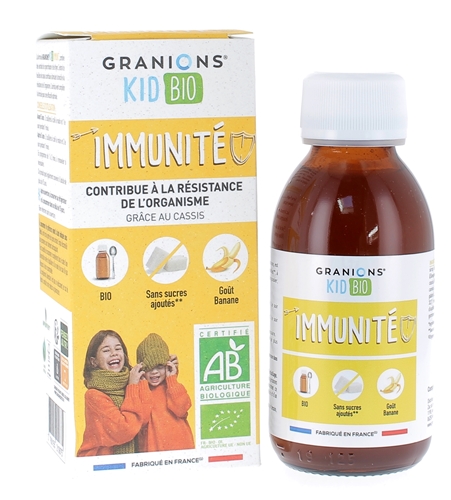 Sirop Immunité kid bio goût banane Granions - flacon de 125ml