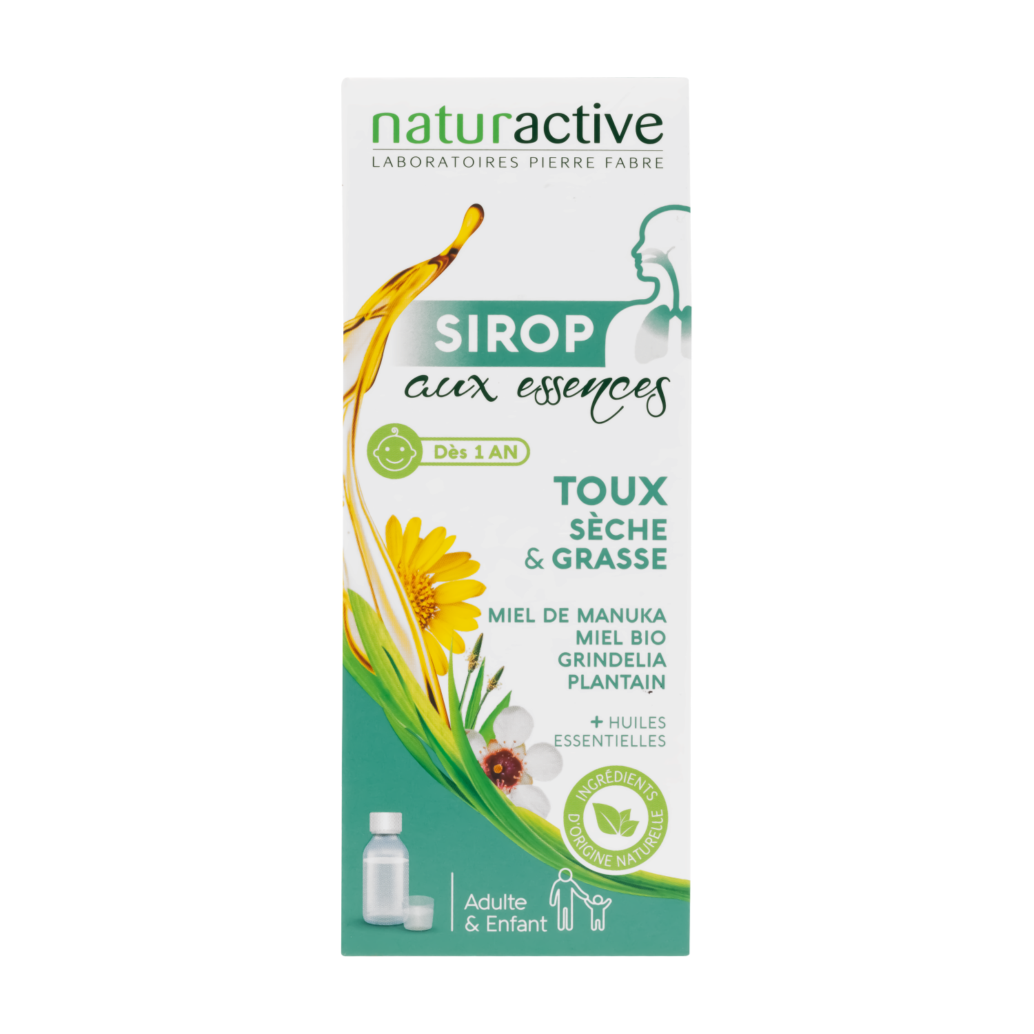 Sirop aux essences toux sèche & grasse dès Naturactive - flacon de 120 ml