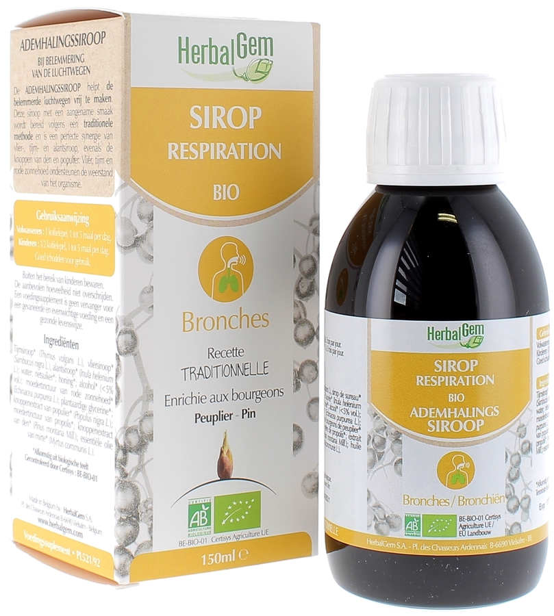 Sirop pour la respiration bio Herbalgem - flacon de 150 ml