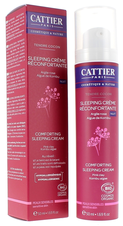 Sleeping crème réconfortante tendre cocon Cattier - flacon pompe de 50 ml