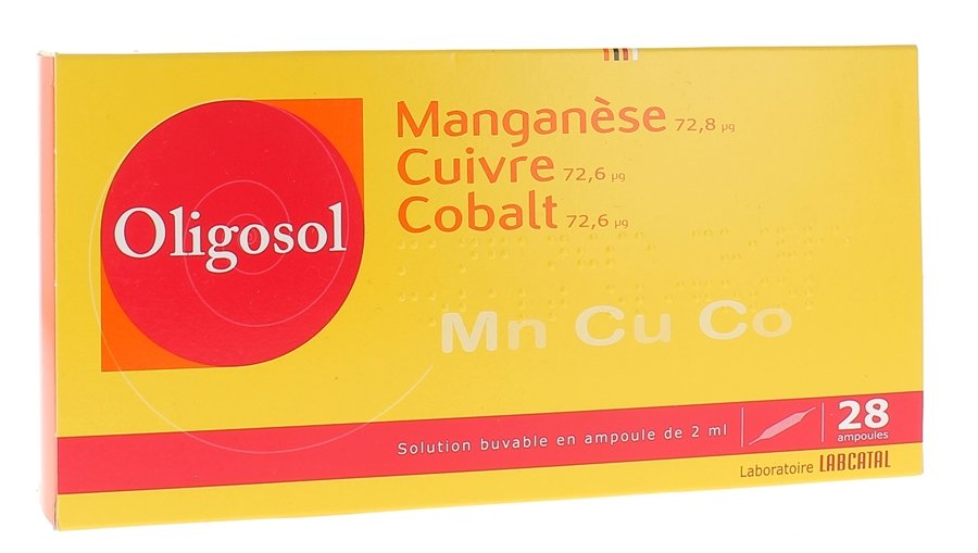 Solution buvable Manganèse Cuivre Cobalt Oligosol - 28 ampoules de 2ml