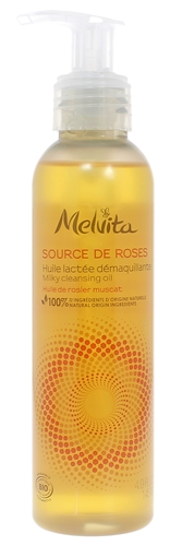 Source de Roses Huile lactée démaquillante Melvita - flacon-pompe de 145ml