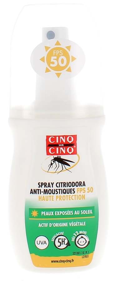 Cinq sur Cinq Citriodora Spray anti-moustiques SPF 50 haute protection Bausch Lomb - spray de 100 ml